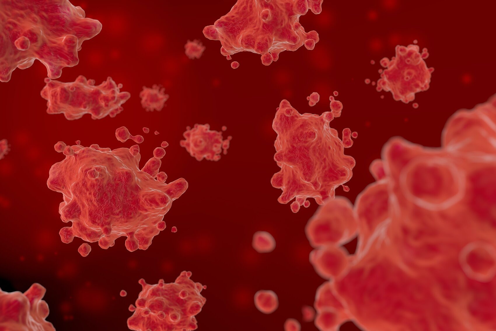 red virus cells, 3d illustration